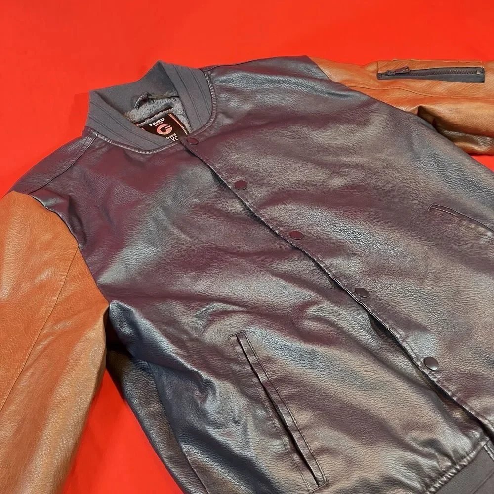 Fried Denim NYC‎ Varsity Bomber Jacket / Brown & Navy / Men's / XL  Extra Large